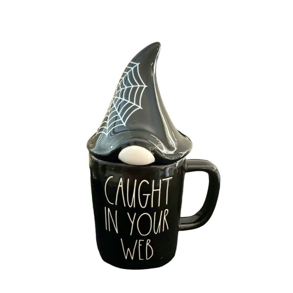 Rae Dunn New Black Witch Hat Mug “Caught in your Web”